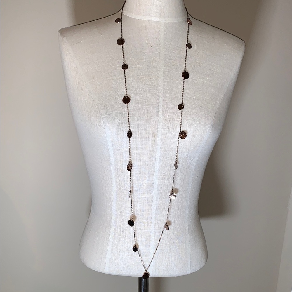 Daisy Fuentes 49 Inch Copper Tone Necklace with Hammered Circles